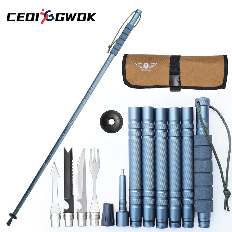 CEOI GWOK, recién llegado, bastones de Trekking de aluminio duraderos multifuncionales, ligeros y plegables para senderismo, bastones ajustables