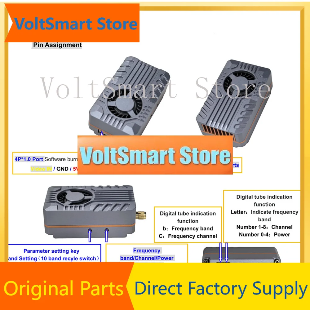 VoltS4.9G-5.8G 10W FPV Video Transmitter VTX 80CH Long Range For RC Drone Fixed-wing Aircraft DIY Parts With CNC Shell Cooling S