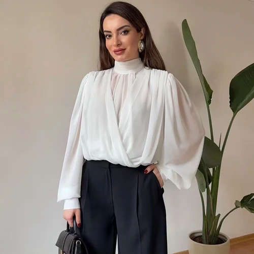 Imagen 2 del producto Camisas de nueva perspectiva para mujer, Tops holgados a la moda de manga larga, blusas elegantes de primavera, blusas de viaje de calle para jóvenes 2026