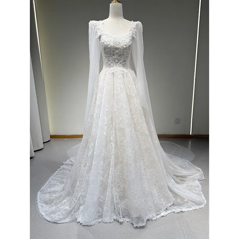 A new strapless lace chiffon welcome dress for going out mini tail-drag