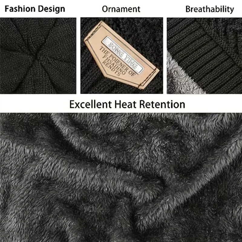 الشتاء سميكة محبوك قبعة للرجال النساء الدافئة الرقبة قبعة متكاملة مريحة دنة قبعة يندبروف البرد مقاومة قبعة الموضة