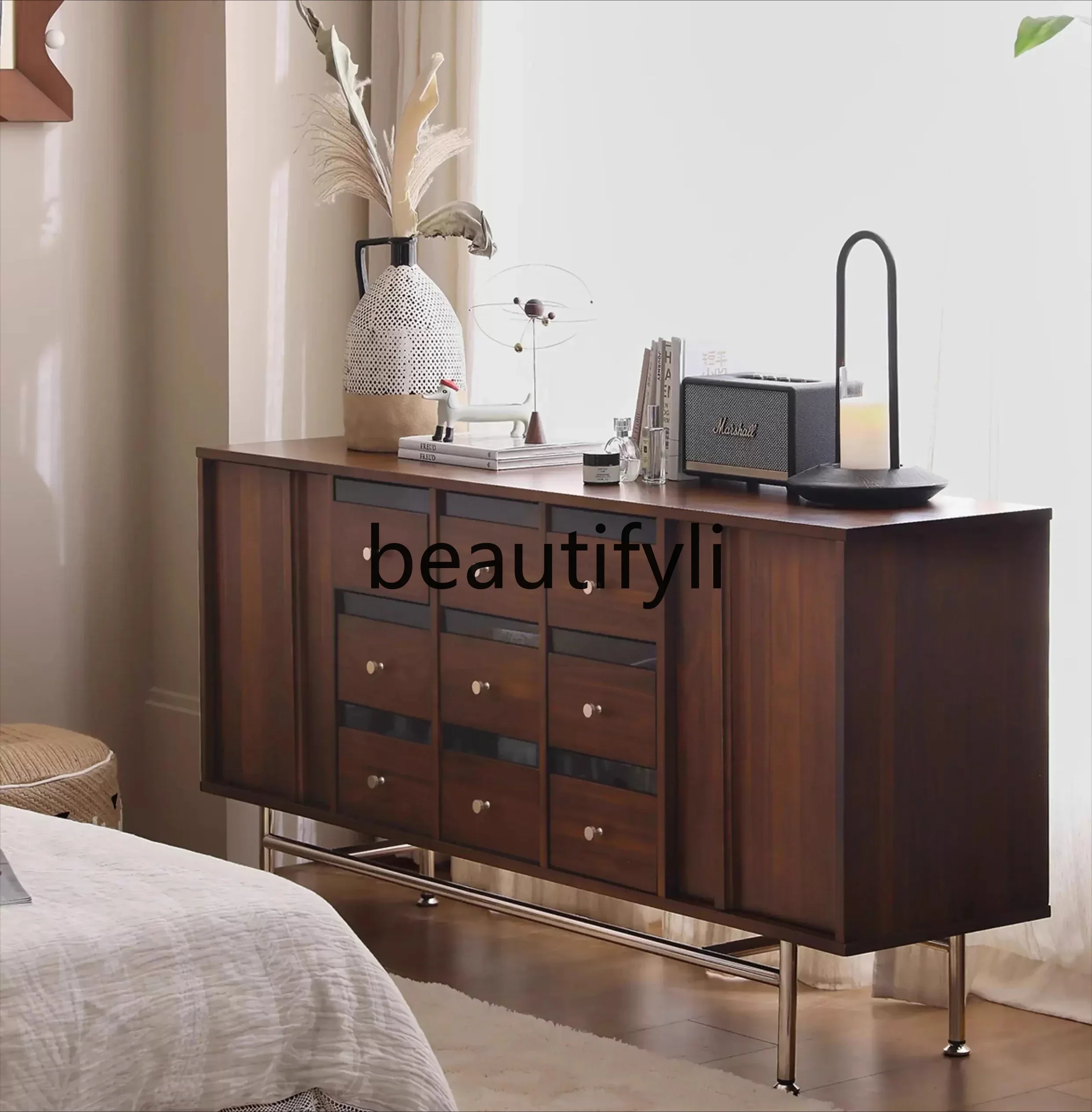 

Solid wood dining side cabinet, living room storage small apartment, bedside storage cabinet, antique chest cabinet0420