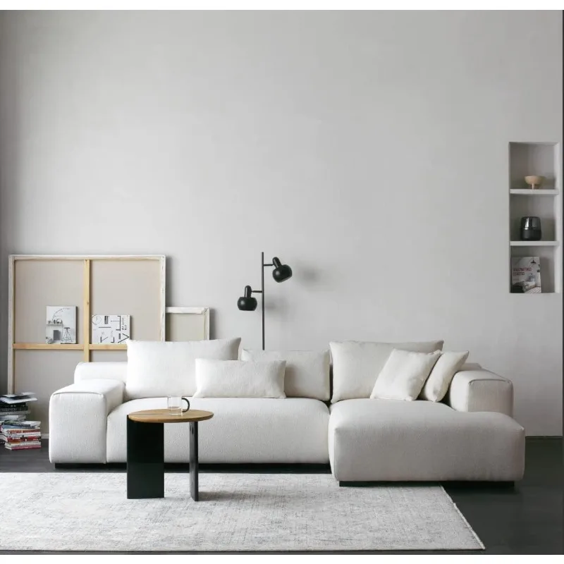 Sofa Modular berukuran besar Modern, Sofa bersekat bentuk L untuk ruang tamu, gaya minimalis nyaman, Sofa bersudut 4-kursi, Sofa kiri