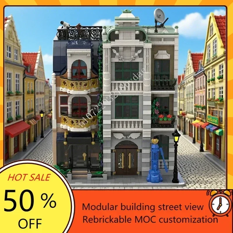 

4054 шт., модульная MOC Classicist Tenement, креативная модель здания с видом на улицу, сделай сам, образовательная сборка, игрушка, головоломка на заказ, 19 века
