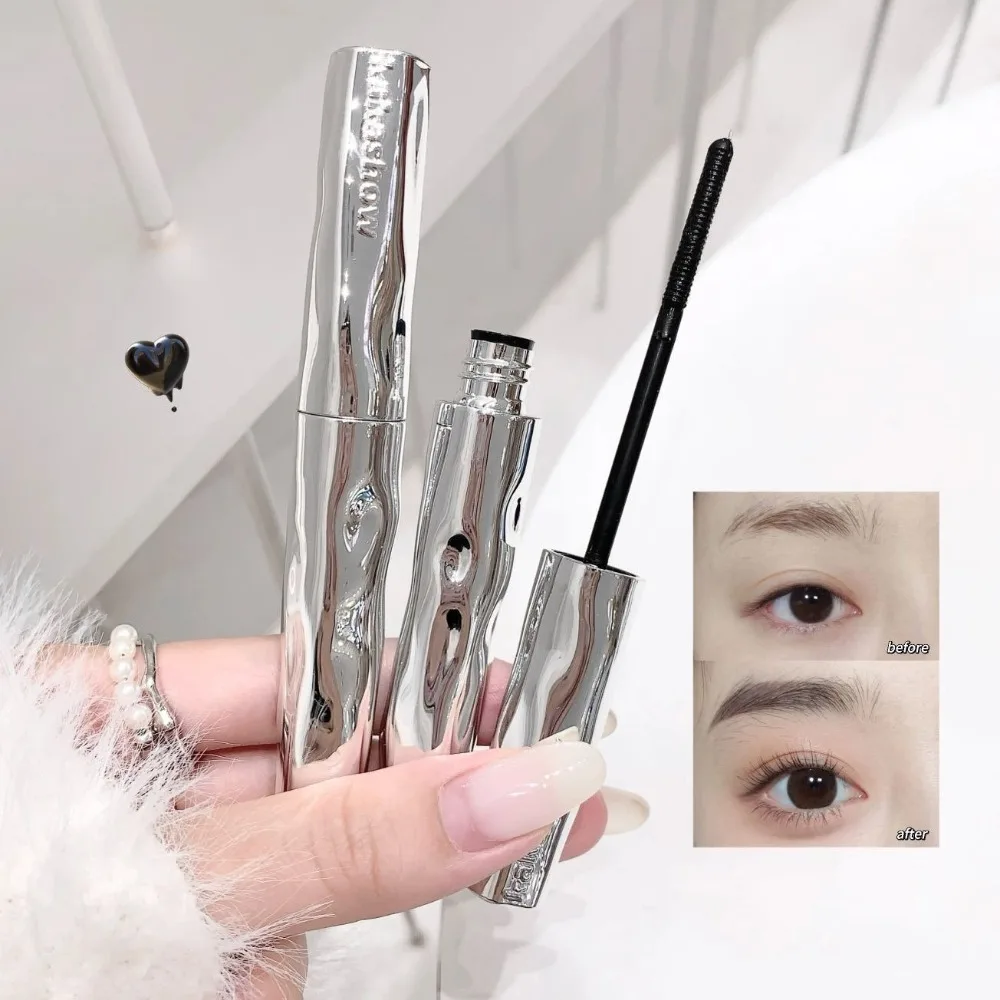 Waterproof Eyelashes Curl Small Silver Steel Tube Mascara Non-smudge Black Natural 3D Lashes Thick Lengthening Mascara Makeup