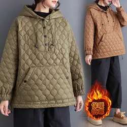 2023 Autumn/Winter Sweatshirt Cotton Coat Korean Loose Fashion Casual Pullover Versatile Hooded Quilted Jacket For Women Z3469