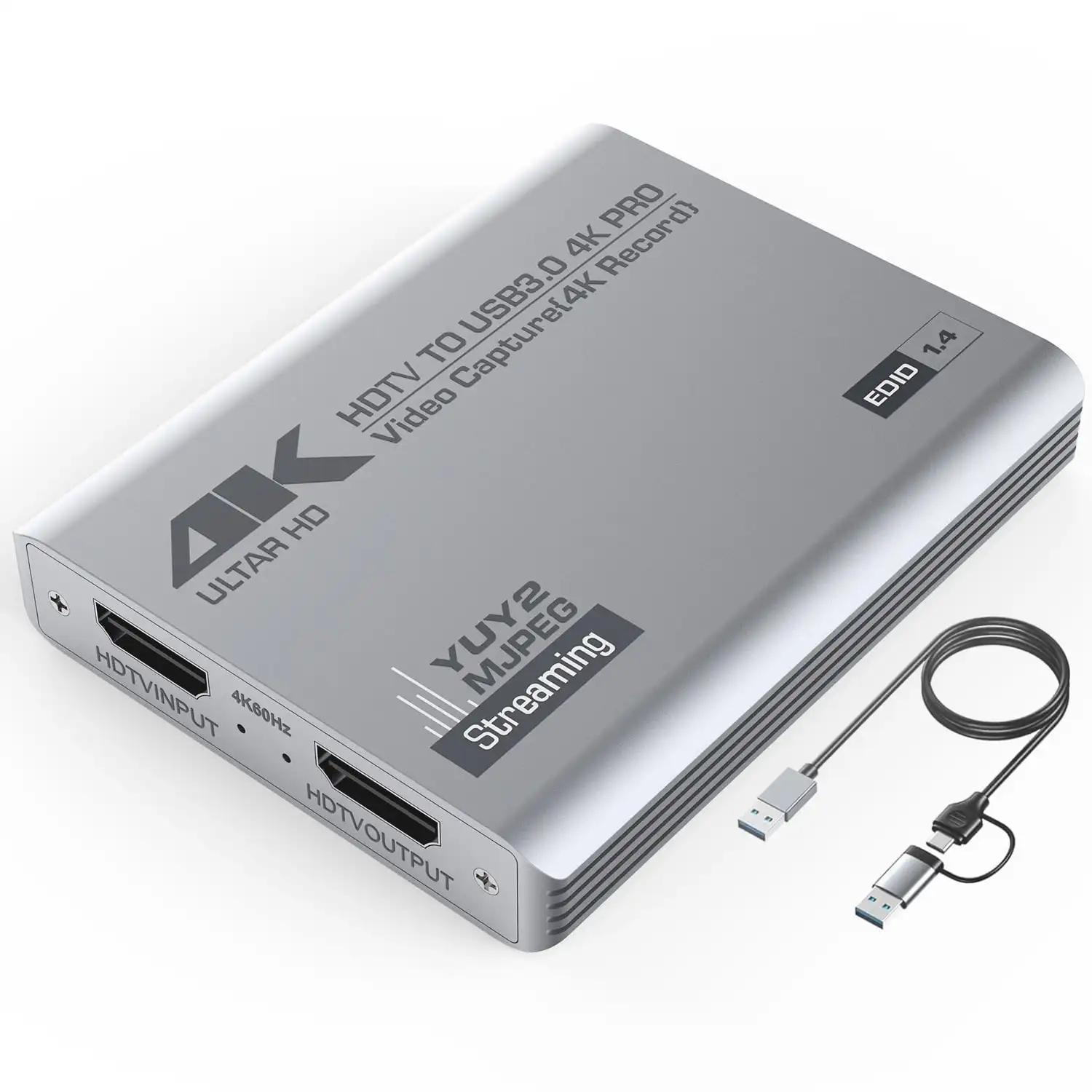 

USB 3.0 4K HDTV Video Capture Card with Loop-Out 1080P 60FPS Audio Video Capture for PS5, Switch, Xbox ,Camera, PC, OBS