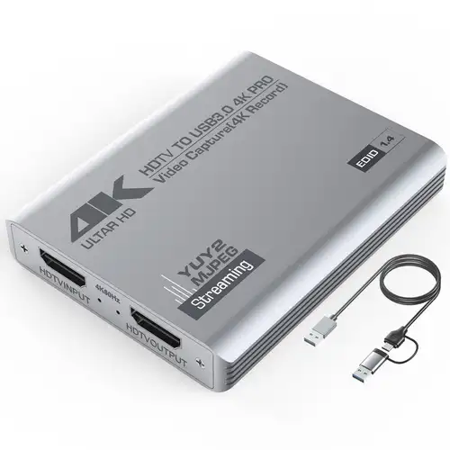 Imagen 1 del producto Tarjeta de captura de vídeo USB 3,0 4K HDTV con captura de Audio y vídeo Loop-Out 1080P 60FPS para PS5, Switch, Xbox, cámara, PC, OBS