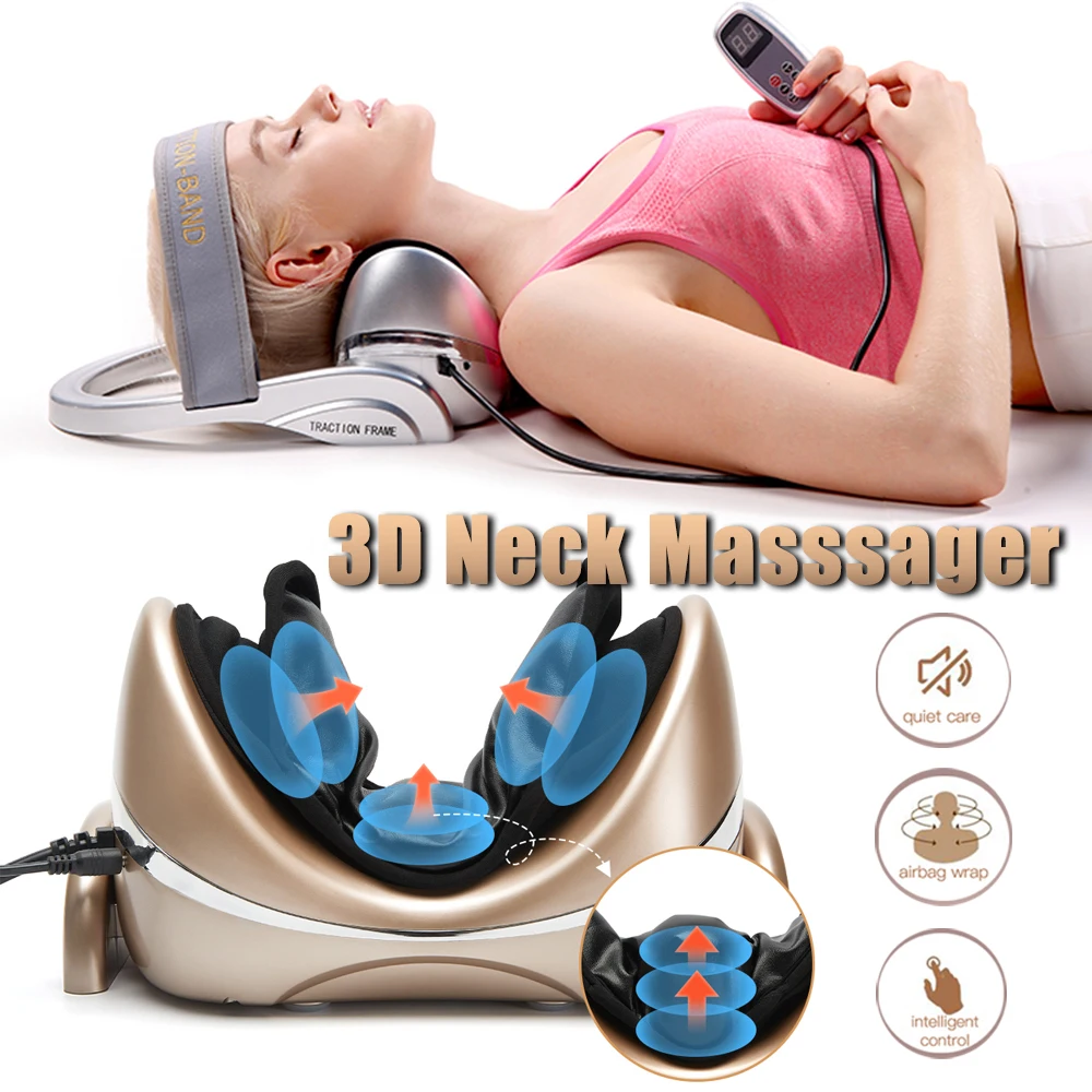 Electric Neck Massager Vibration Masssge Pillow Air Compression Kneading Heat  Massager Neck Stretcher Cervical relieve Pain