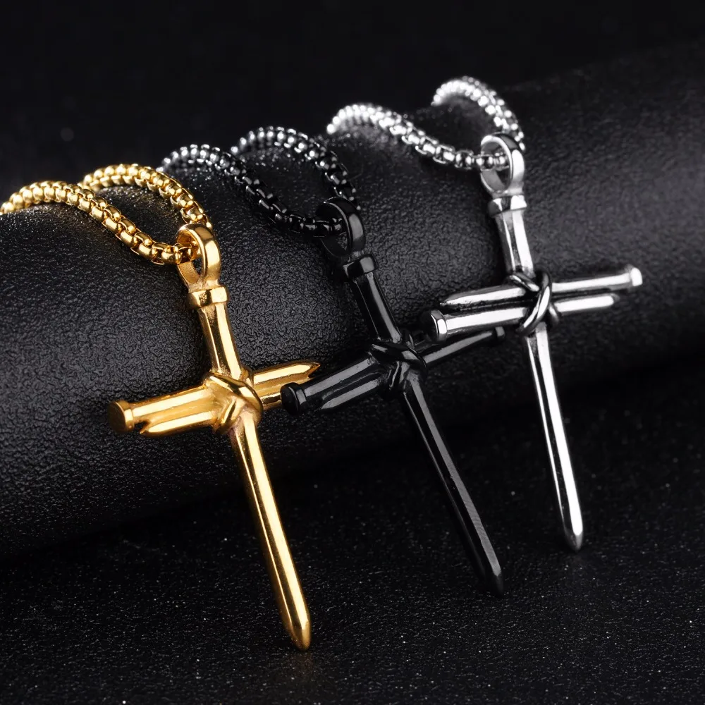 DARHSEN Brand Statement Cross Necklaces & Pendants for Men Male Punk Stainless Steel Chain Fashion jewelry silver color golden