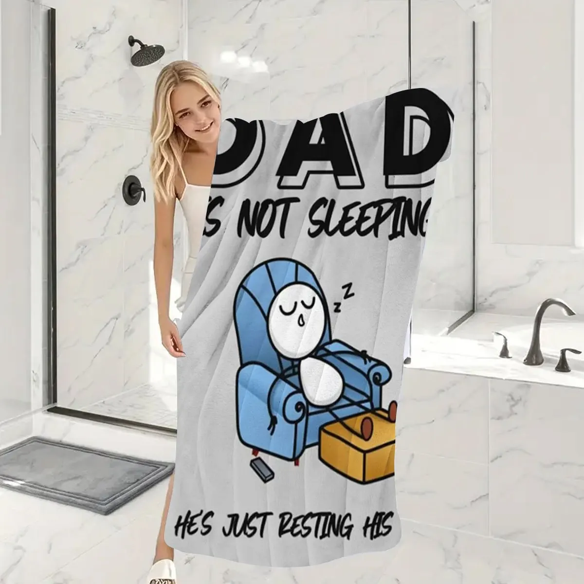 1pc Creative Funny for Dad Bath Towel, Fun Family Bathroom Towel, Quick-Dry Soft Bath Towel for Father'S Gift, Parent