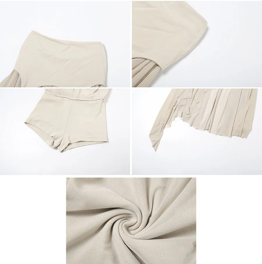Nibber 2026 Sommer Einfarbiger Schlichter Alltagstauglicher Sexy Gerippter High-Street Trendiger Cooler Damen Laminierter Rüschenrock – Detail 4