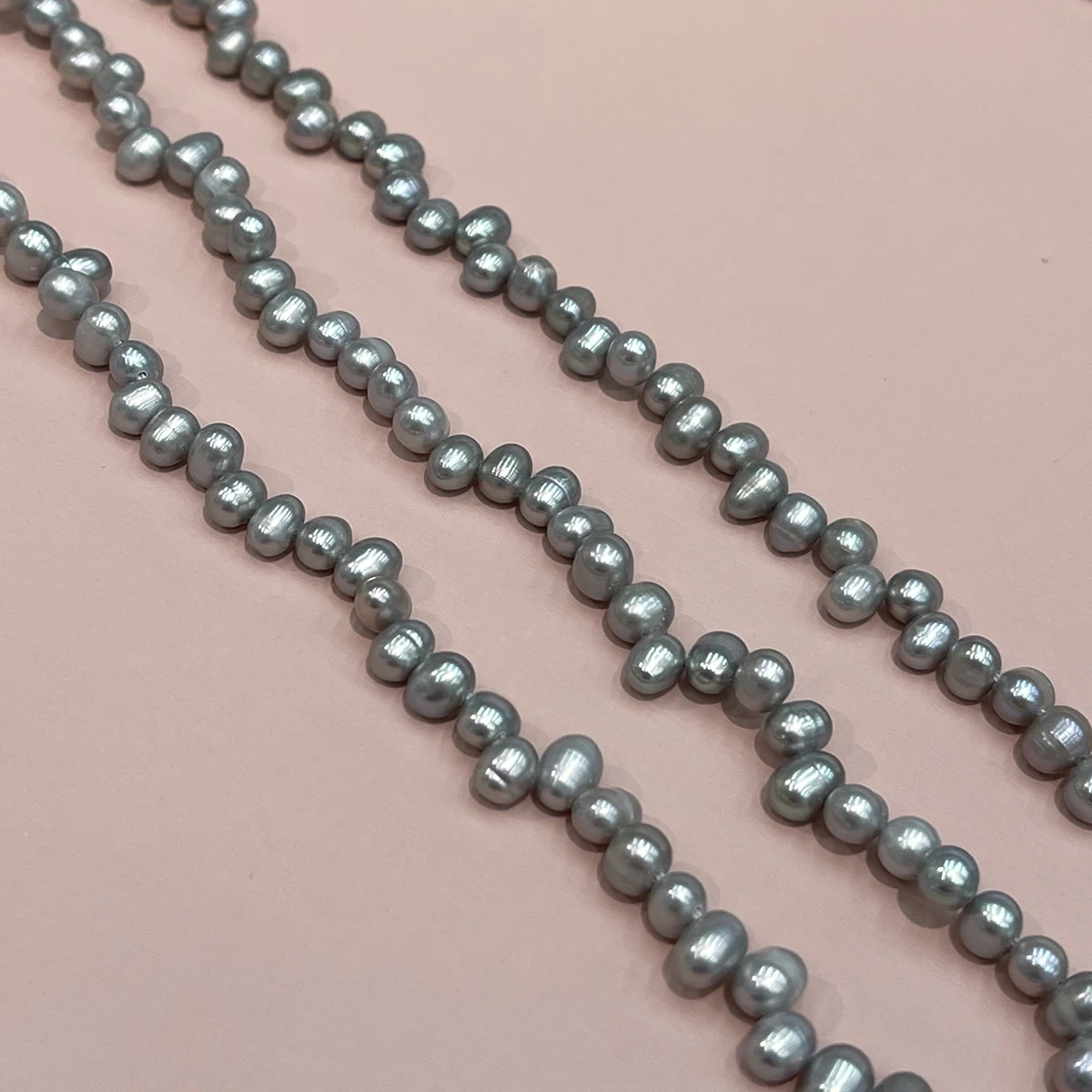 Natürliche Süßwasserperlen mit drei bis sieben Löchern, graue Perlen für die Schmuckherstellung, DIY-Halsketten, Armbänder, Ohrringe, handgefertigte Accessoires – Detail 1