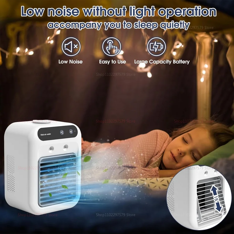 Refroidisseur d'air de bureau, ventilateur Portable personnel avec refroidisseur d'air par évaporation à 2 vitesses avec réservoir d'eau de 0,5 l, ventilateur de refroidissement Portable pour la maison