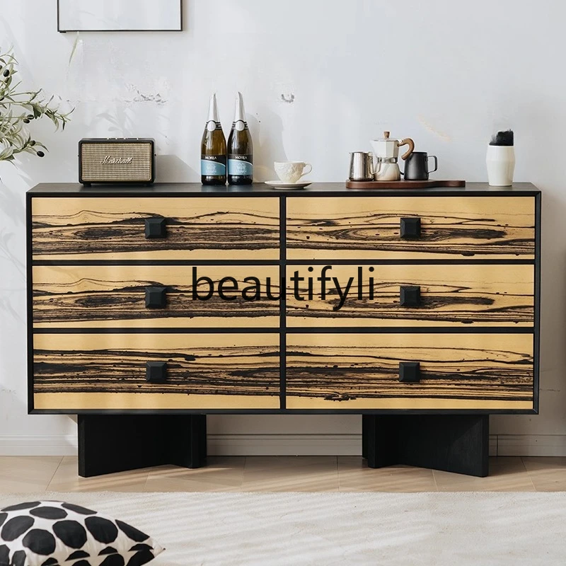

Six-Drawer Cabinet Black and White Storage Cabinet Bedroom Bedside Storage Living Room Nine-Drawer Cabinet