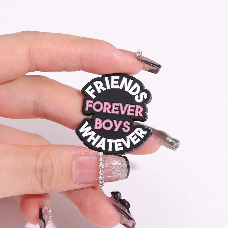 Friends Forever Boys Whatever Enamel Pin Custom Quotes Best Friend BFF Brooch Lapel Badge Clothing Jewelry Gift For Women