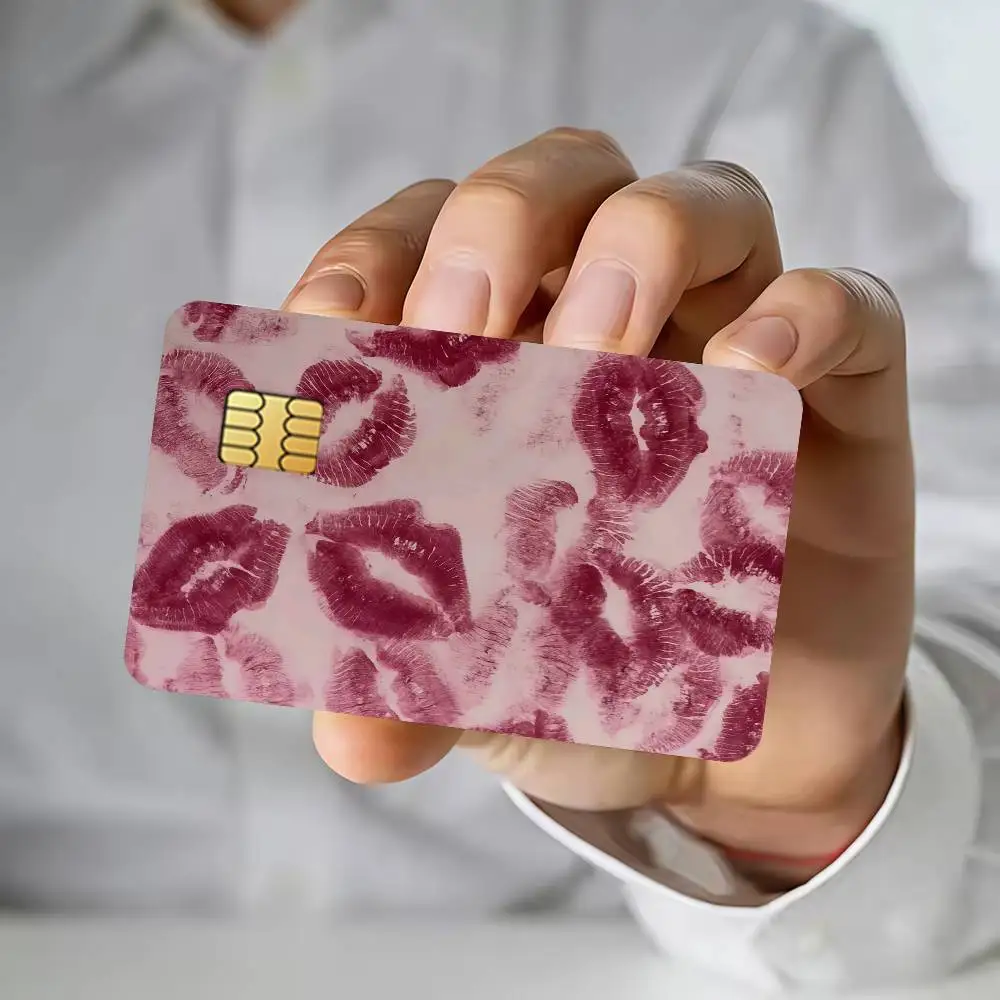 Kiss Marks Credit Card Public Transportation Cards Sticker Waterproof Card Face Decoration 4PCS