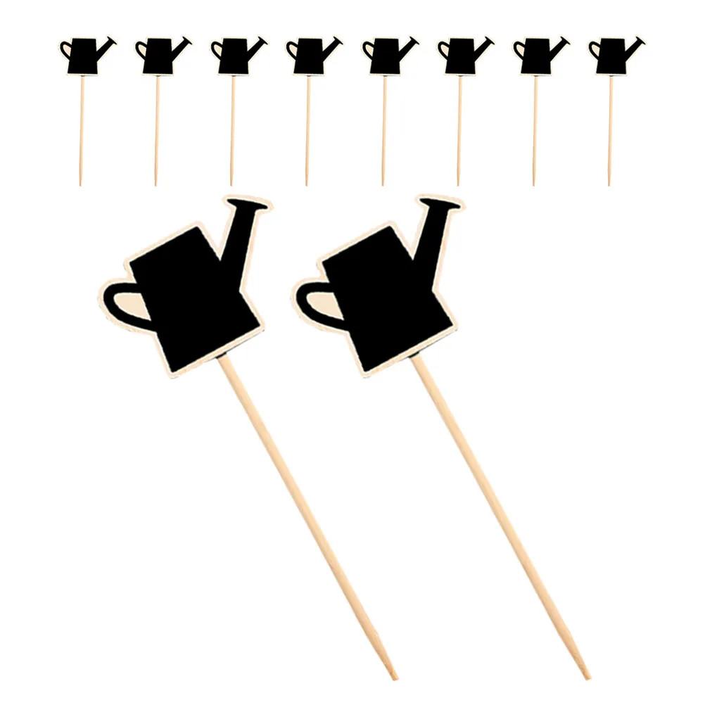 10Pcs Mini Watering Can Chalkboard Black Small Food Signs for Buffet Garden Flower Markers and Tabletop Party Decorations