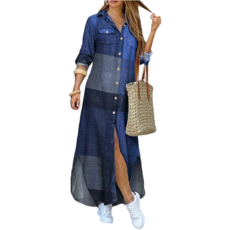 تنورة طويلة للخريف دكتور نسائي مقاس كبير irt Sle على شكل حرف a دكتور مطبوع عليه زهور خصر فضفاض طويل Sve مناسب للتنقل دكتور