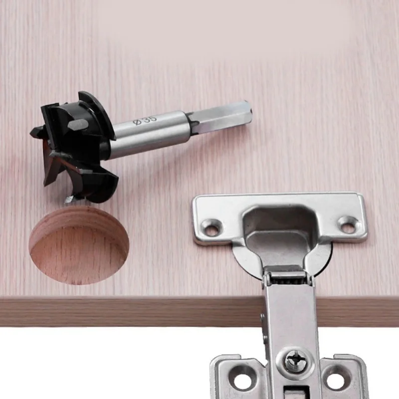 Forstner Drill Bit 3 Blade Alloy Steel 35mm Hole Opener With Limit For Woodworking