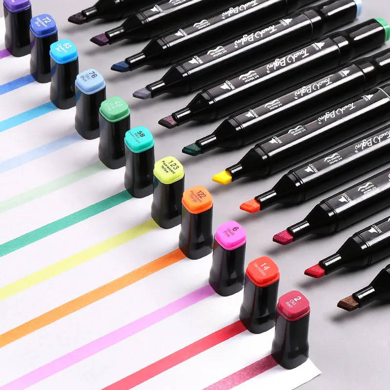 24-80 Colors Art Marker Pen Set Double Headed Sketching Paint Oily Tip Based Markers for Draw Graffiti Manga School Art Supplies
