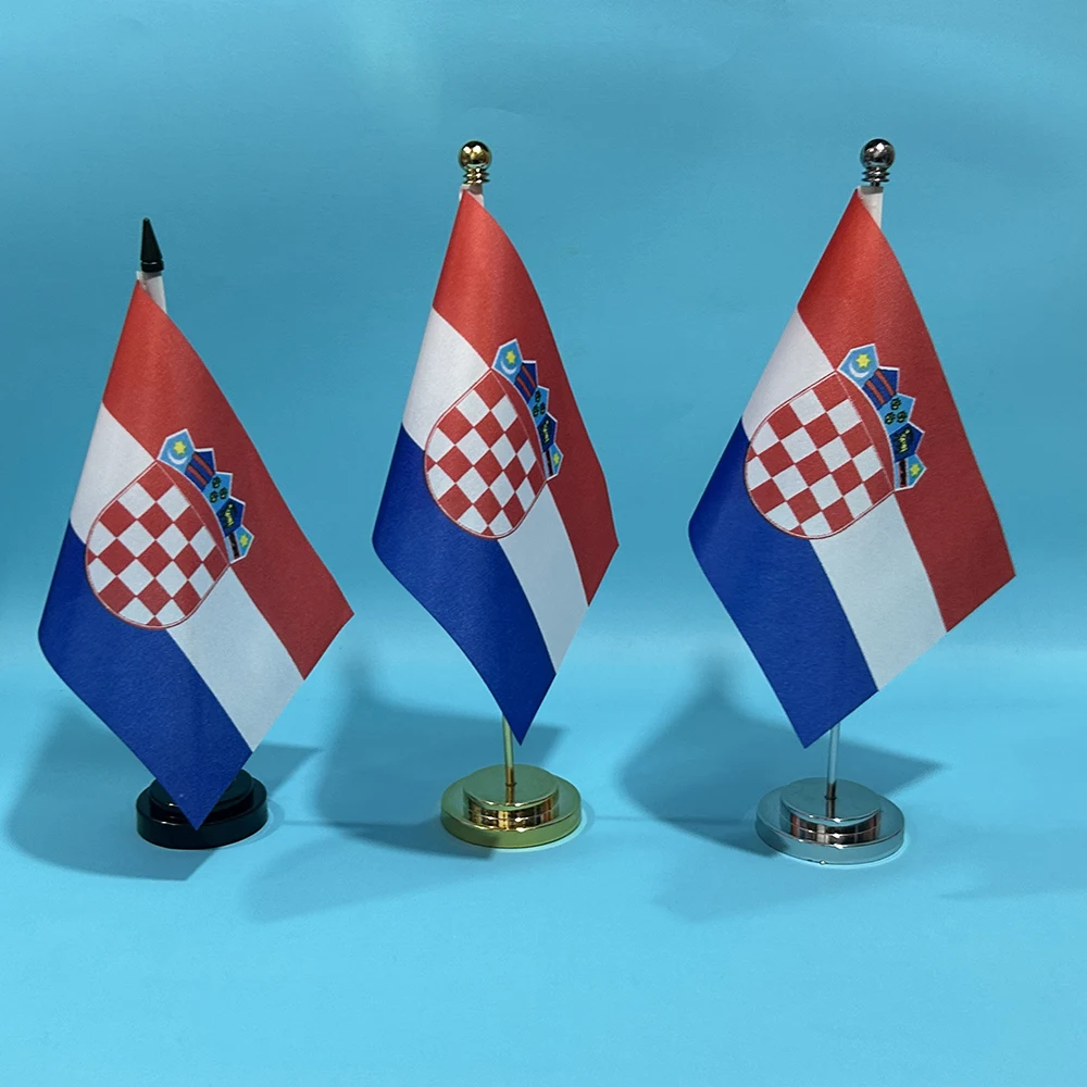 (SKY FLAG) Office Desk SMALL Flag Of Croatia Flag 14x21cm Croatia Table Flag HR National Flag Country Banner Desk Ornaments Flag