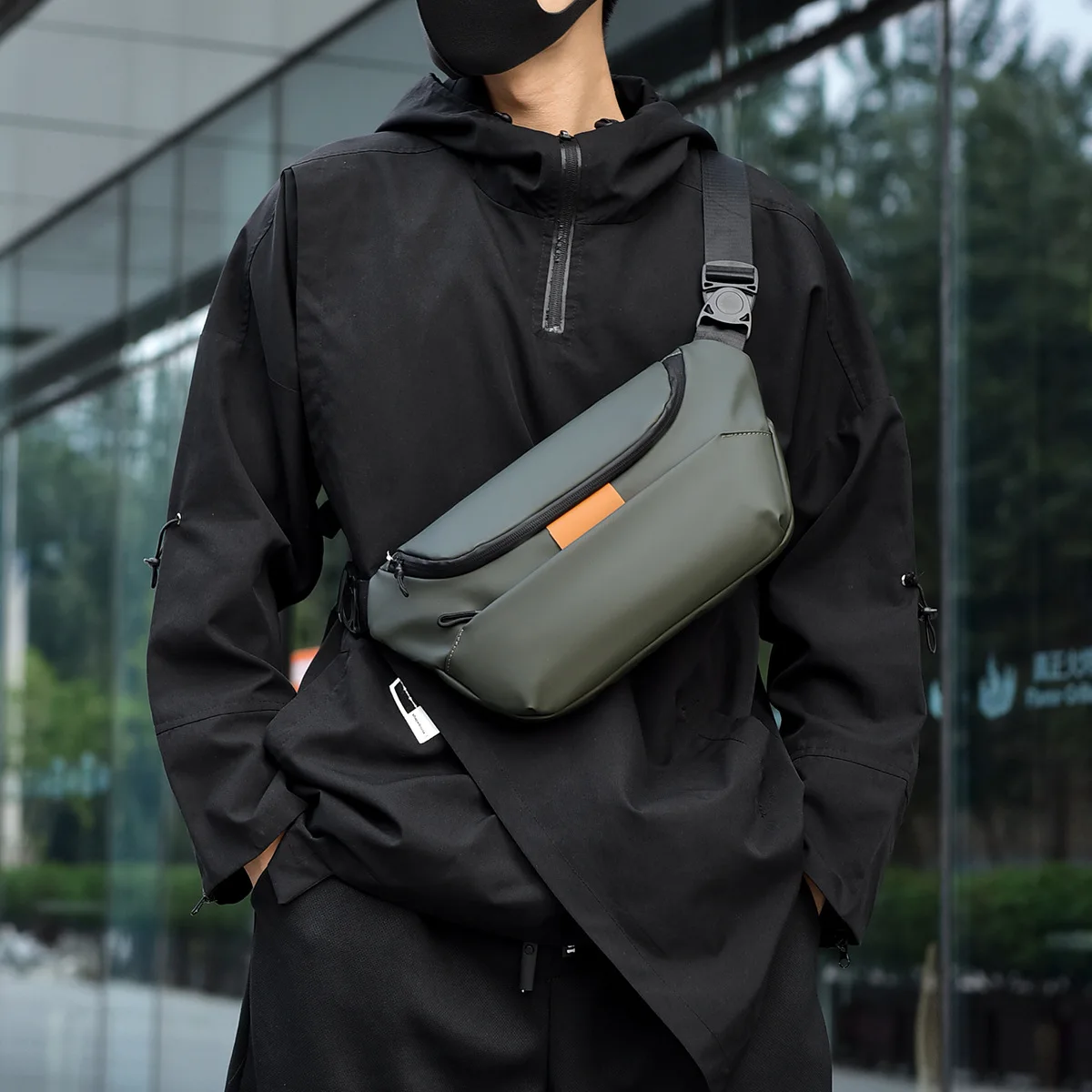 Waterproof Oxford fabric men's crossbody bag - Simple street style single shoulder bag for daily use - Men's chest bag