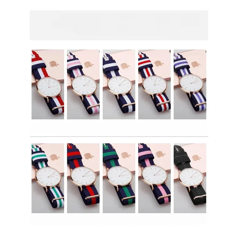 لساعة DW باند دانيال قماش الصلبة الصلب مشبك الرجال النساء الأصلي النايلون ويلينغتون أسود أحمر أبيض أزرق ساعة الملحقات