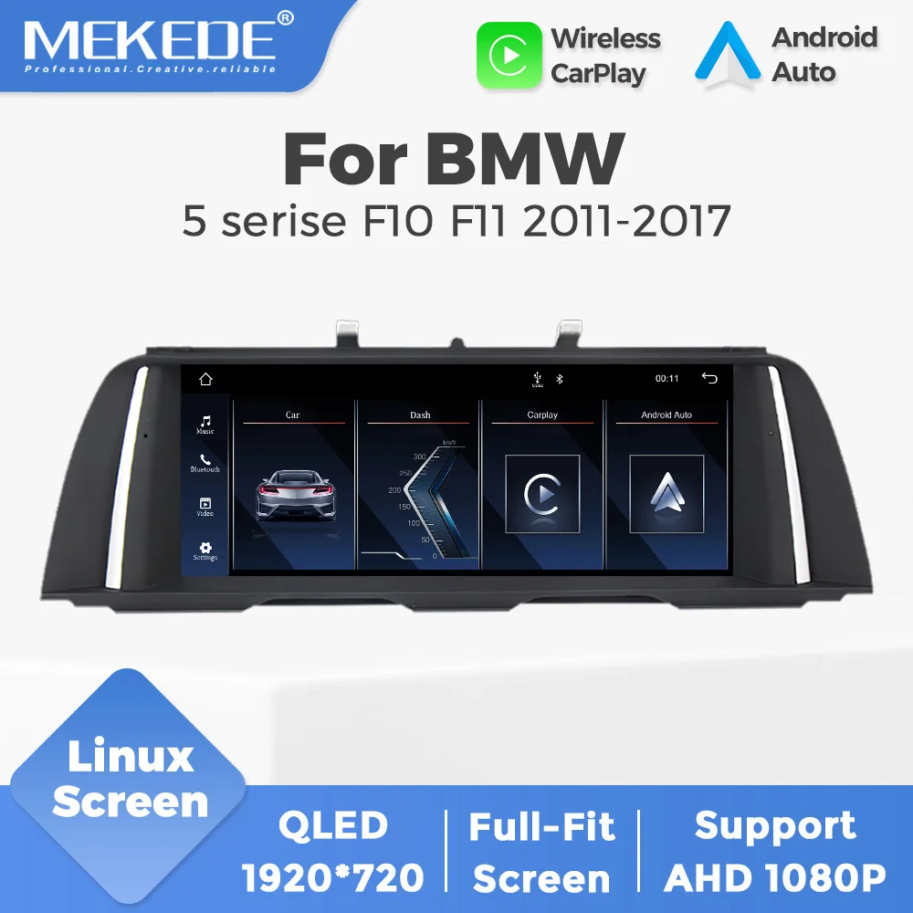 NaviFly EU Stock Carplay Android Auto per BMW Serie 5 F10 F11 520i 525i 2011-2017 Display QLED HD 1920*720 Lettore Multimediale per Auto con Aggiornamento OTA e Sistema Linux