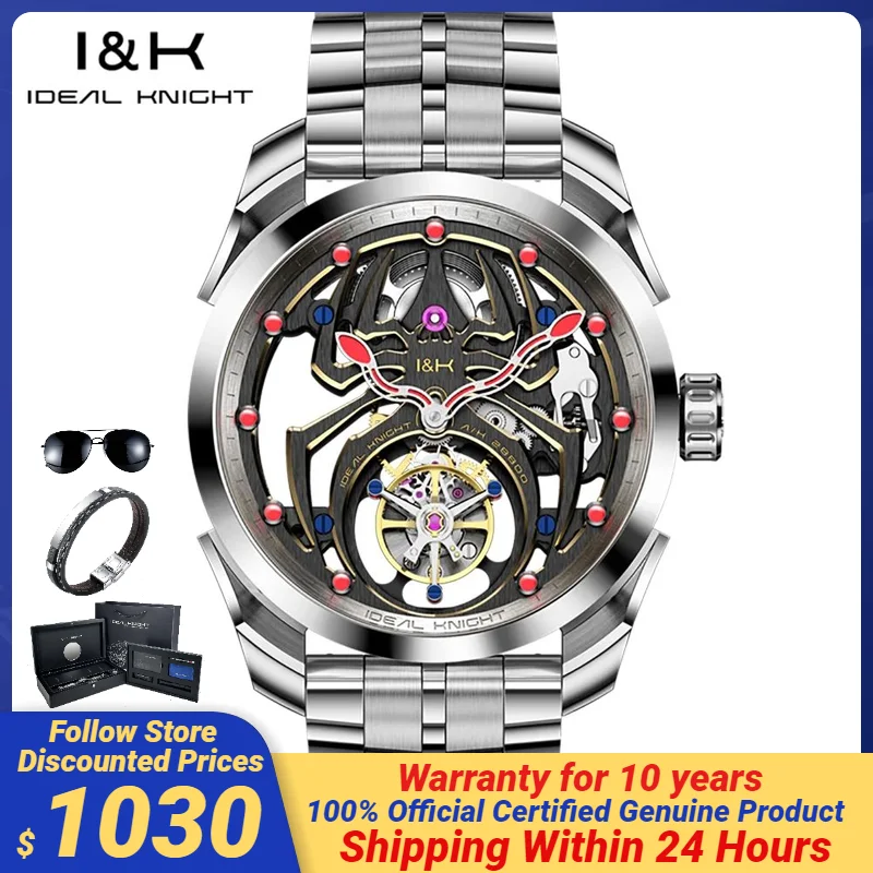 

IDEAL KNIGHT 100% Tourbillon Automatic Watch for Men Swiss Certification TOP Brand Mechanical Movement Male Wristwatches