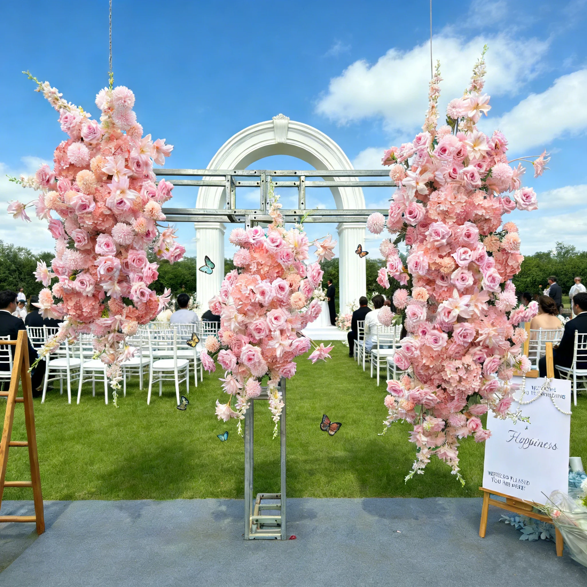 Luxury Pink Color Flower Runner Artificial Flowers Wedding Decoraion Hang Flower Row Arch Decor Floral Backdrop Arrangement