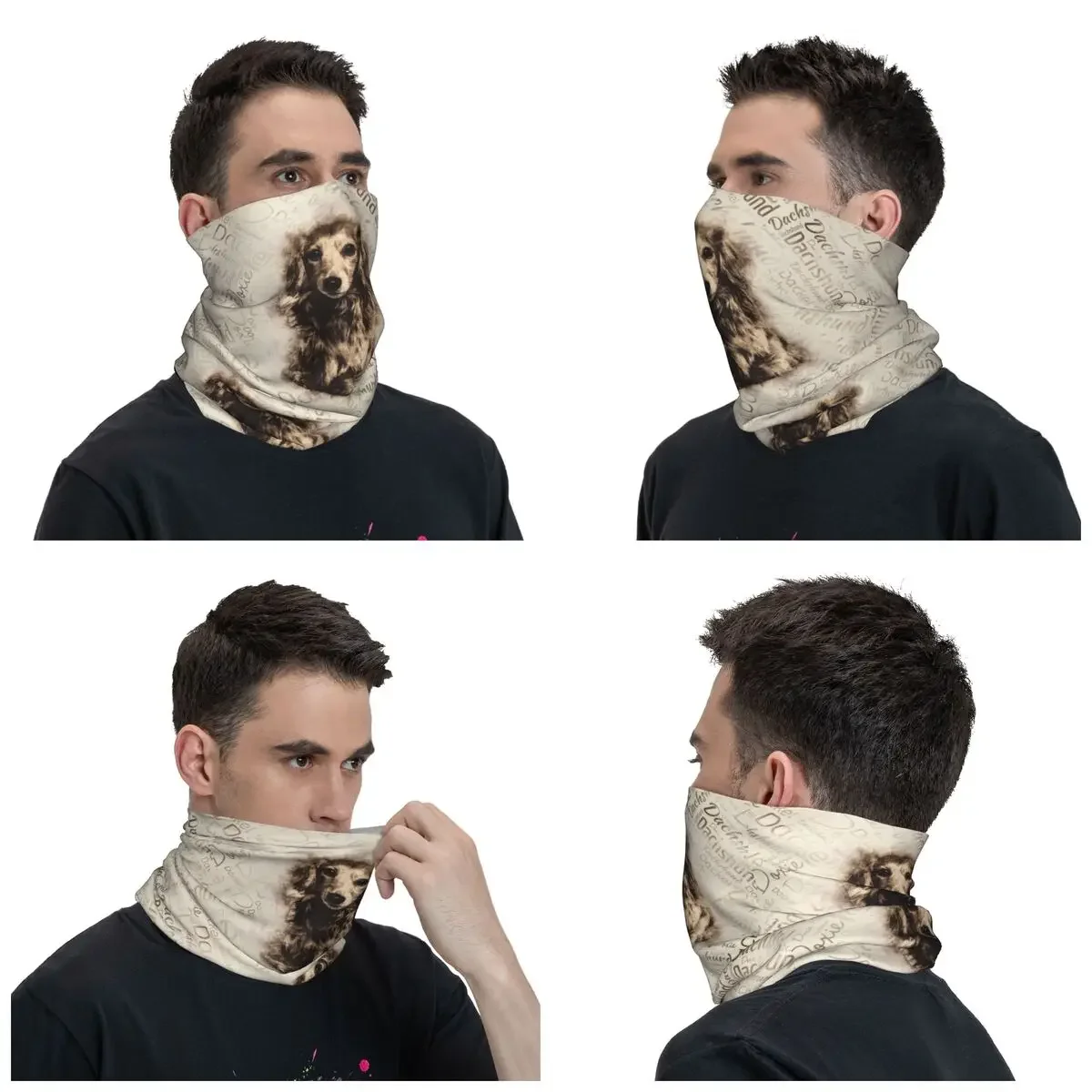 Cachecol Rosto Windproof para Homens e Mulheres, Balaclava Capa, Cabelos Longos Dachshund Cão Bandana, Badger Sausage Wener, Tubo Headband