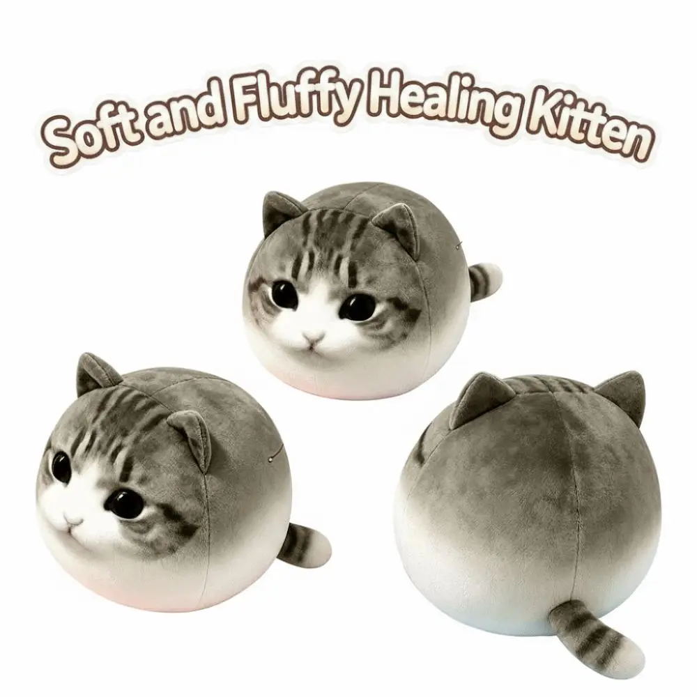 Funny Round Chubby Tabby Meme Cat Pillow Fluffy Cartoon Crispy Angle Cat 15/25/35/45cm Soft Cat Animal Home Decor