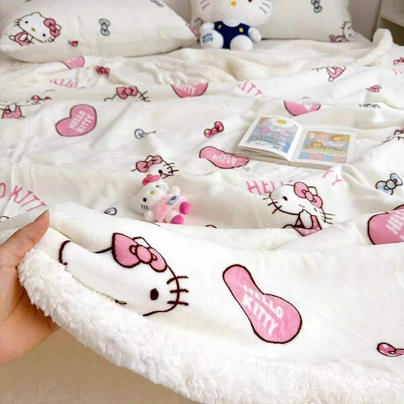 New Sanrio Milk Cashmere Lamb Cashmere Multifunctional Blanket for Home Leisure, Sofa Cover, and Gifts for Family, Friends Girls