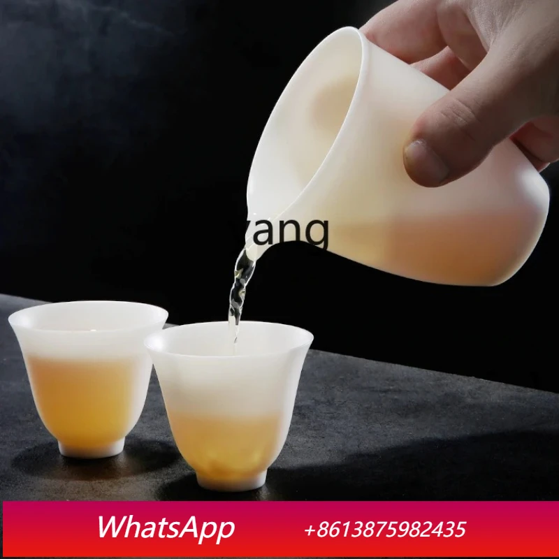 LMMM Thin Tire Lamb Fat Jade White Porcelain Kung Fu Tea Set Gaiwan Tea Cup for Office and Home Use