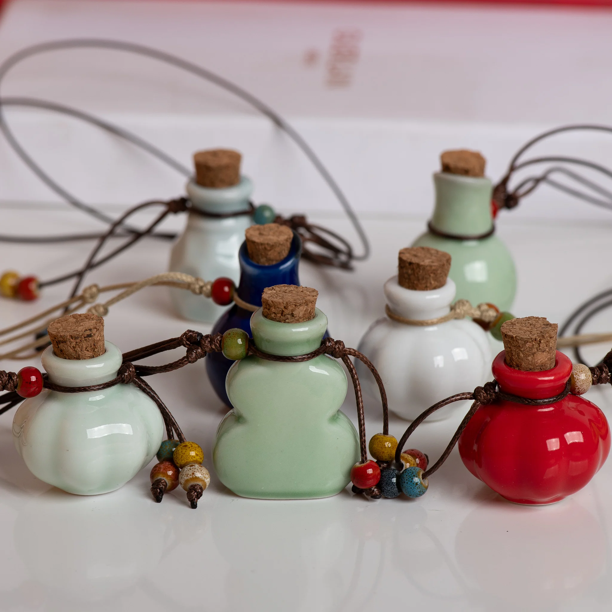 Handmade Ceramic Perfume Bottle Pendant Essential Oil Diffuser Artisan Craft Jewelry