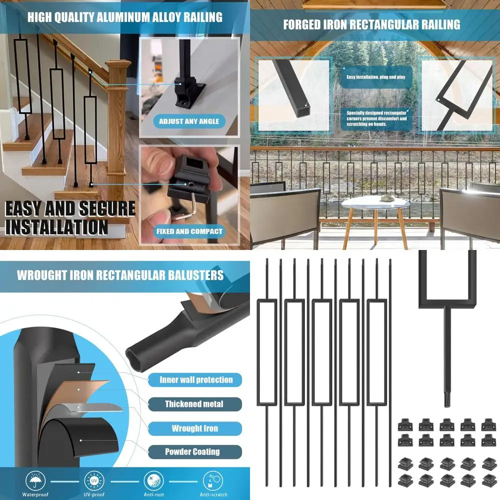 

Полые железные квадратные лестничные балясины, атласные черные, упаковка из 10 штук для внутренней лестницы с обувью