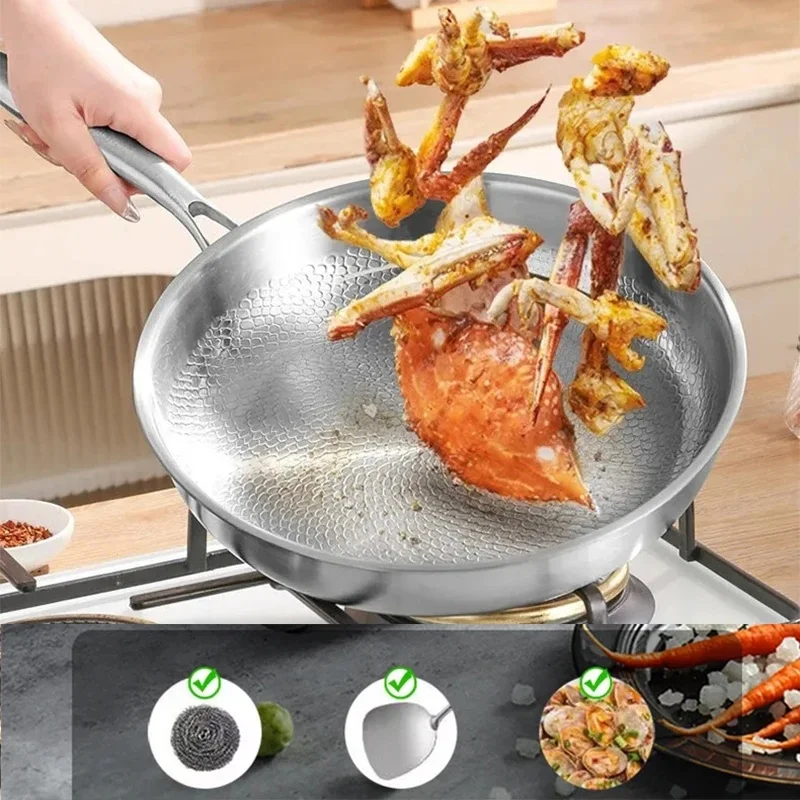 26/28/30cm Pure Titanium Uncoated Frying Pan, Fish‑Scale Hammer Pattern Healthy Cookware for Home Kitchen