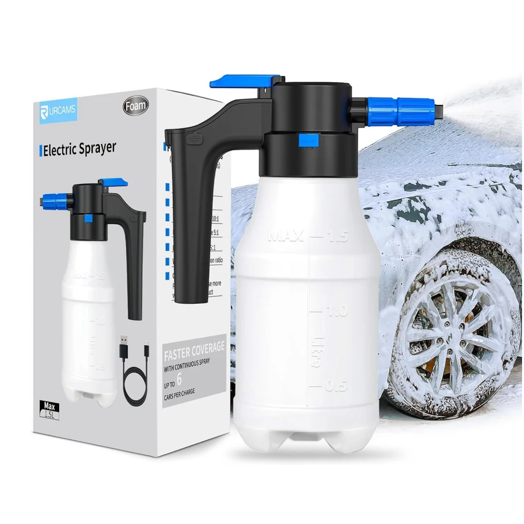 

Electric Foam Sprayer with USB Charging Foam Sprayer for Car Wash 1.5L Pressurized Foam Gun Sprayer for Vehicle Motorcycle RV