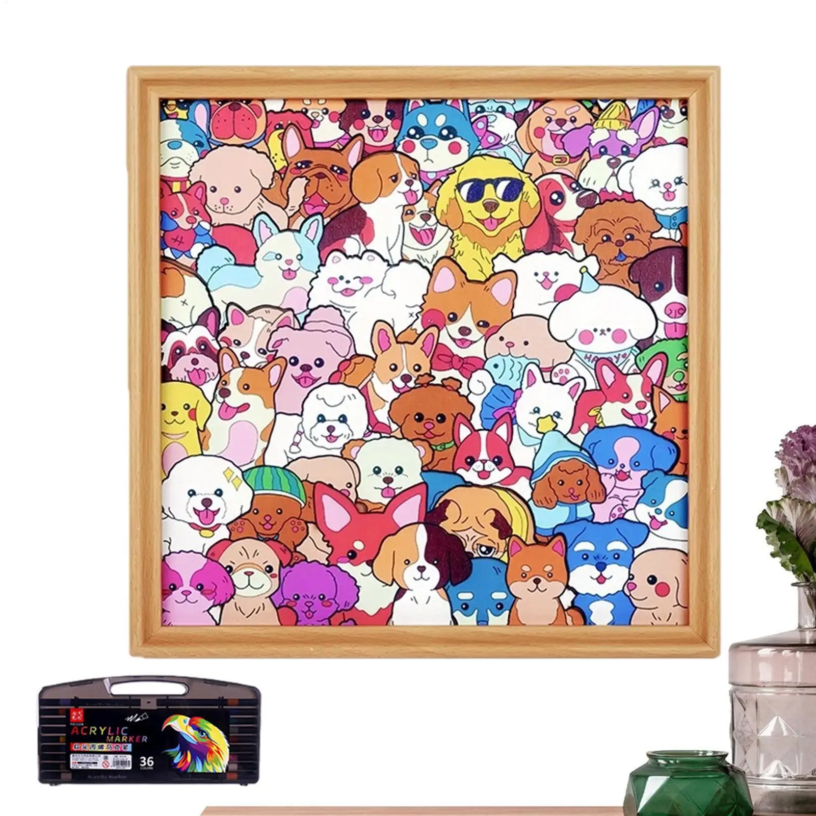 

Разорвите свой собственный пазл-раскраска собака фоторамка интерактивная деревянная головоломка для детей семейная игра DIY раскраска игрушки головоломка