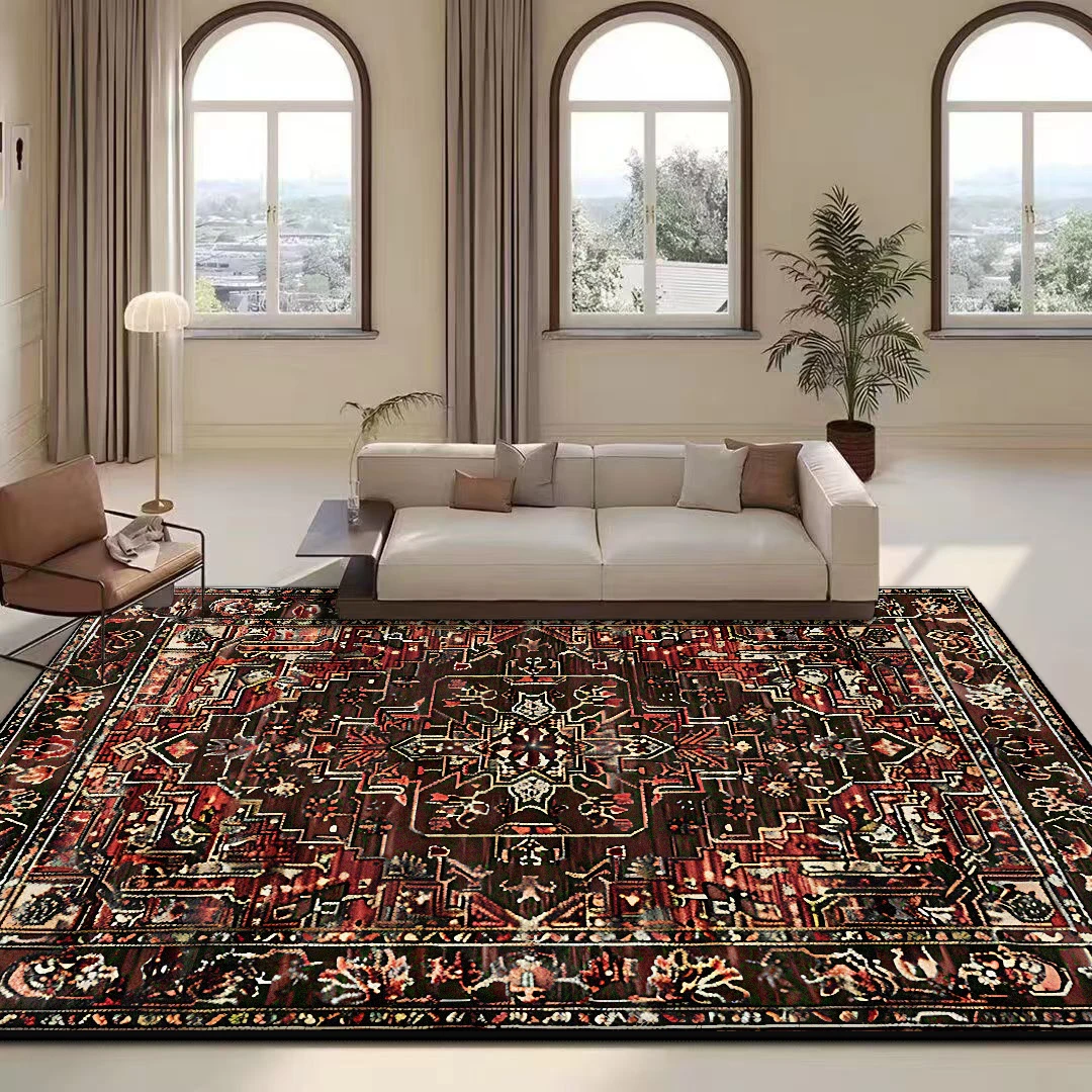 

Persian Style Living Room Rugs Retro Antiskid Bedroom Decoration Carpet Easy Clean Entrance Door Mat Machine Washable Big Size