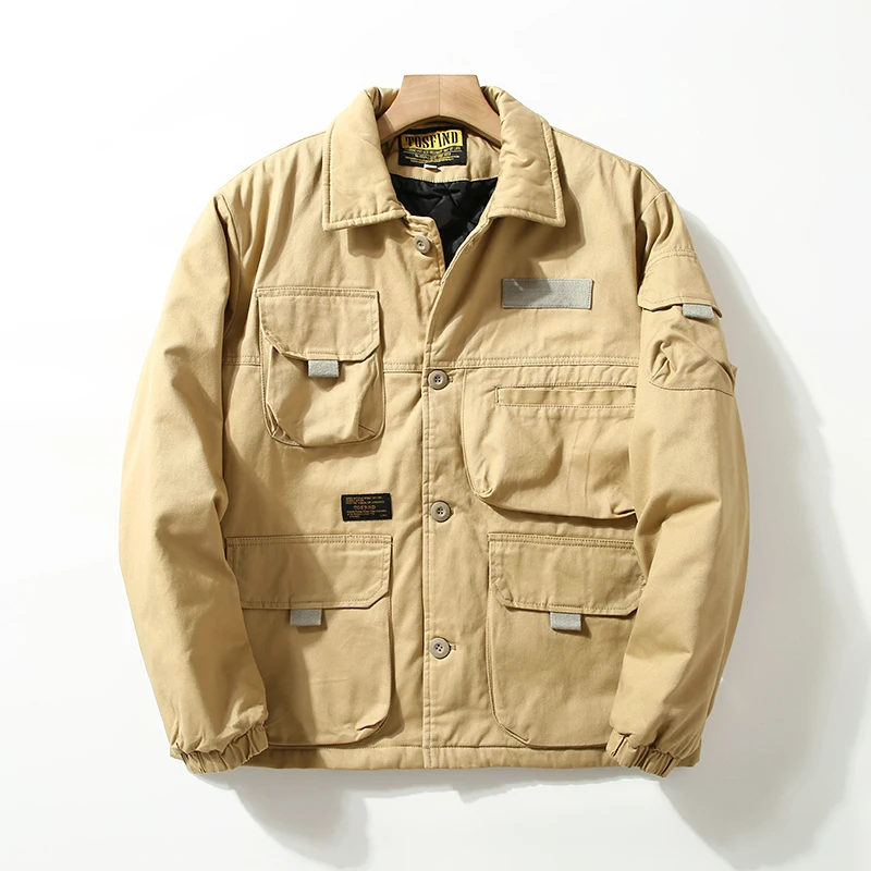 

Мужская хлопковая куртка в стиле ретро для осени и зимы, утепленная, повседневная, с воротником, на молнии, молодежная верхняя одежда