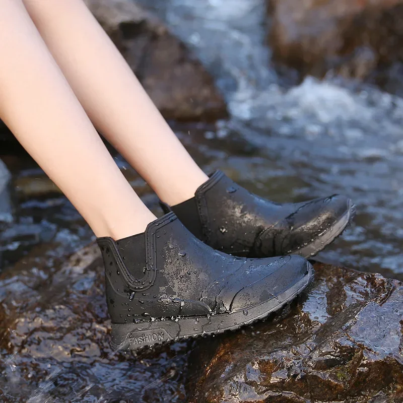 Rain Shoes for Women Rubber Boots Platform Ankle Boots  Autumn Winter Slip on Women Booties Work Shoes Botines Mujer 2024