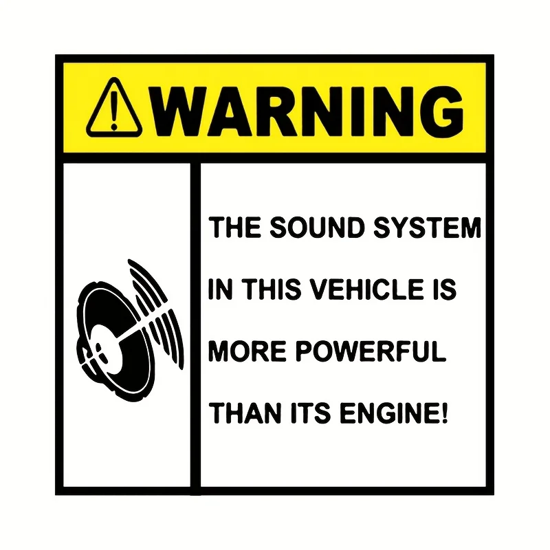 Stiker Mobil Peringatan Suara 5.1 Inci, Stiker Peringatan Kartun, Stiker Tahan Air untuk Jendela, Kulkas, dan Bagasi