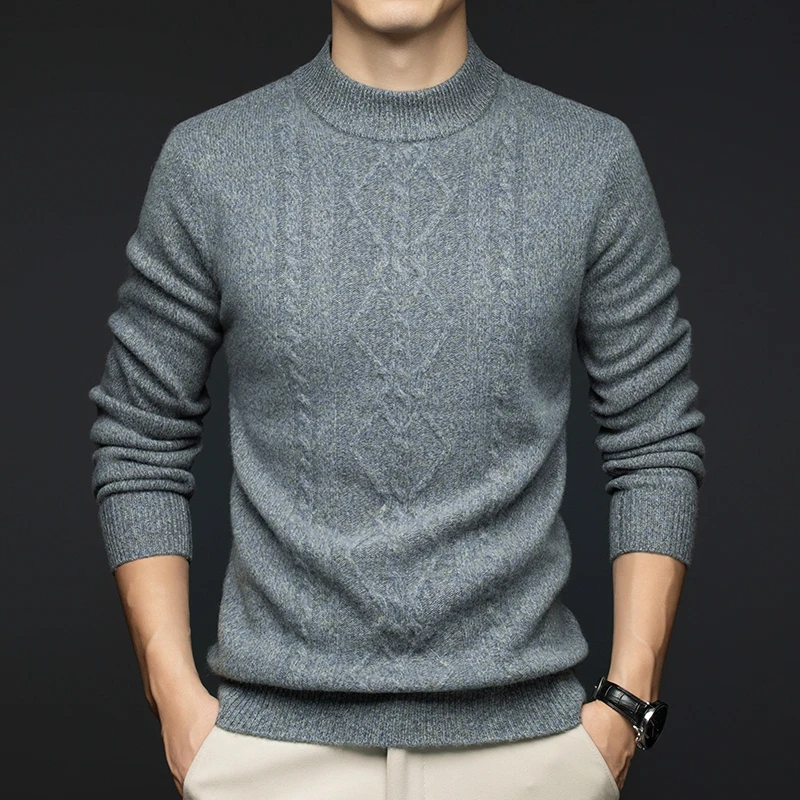 

Winter Thickened 100% Pullover Sweater Men's Casual round Neck Warm Woolen Shirt Comfortable Breathable Thick Sweater