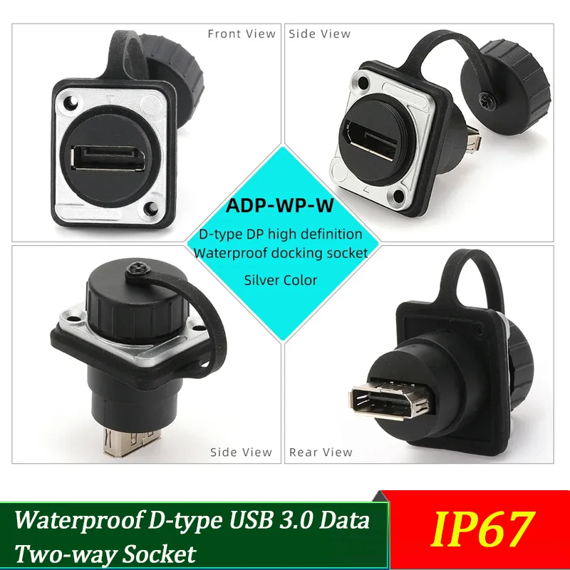

IP67 Waterproof USB3.0 Bulkhead Connector | D-Style Panel Mount USB Extension 30cm for PLC/Outdoor Device/Vehicle