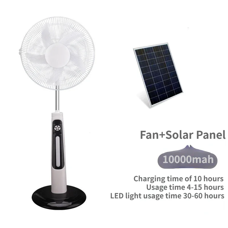 18'' Solar Fan Home or Outdoor Dual-use Portable Solar Electric Fan Battery Can Running 4-15 Hour with USB Output,Charging Light