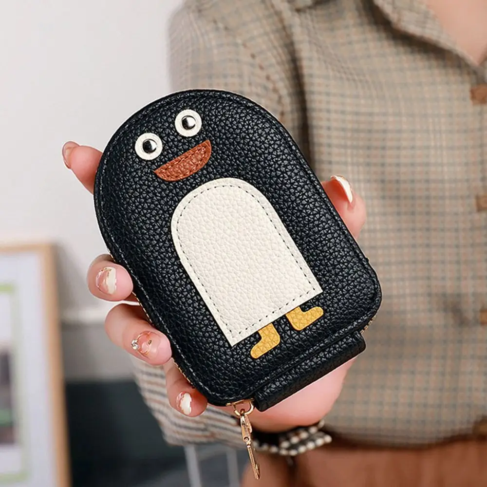 Cartoon Penguin Credit Card Holder Cute Organ Style Multi-card Coin Purse PU Business Card Holder