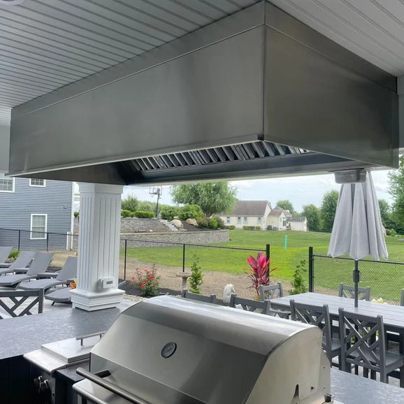 for Commercial kitchen use Rectangular exhaust hood Outdoor courtyard kitchen barbecue commercial range hood