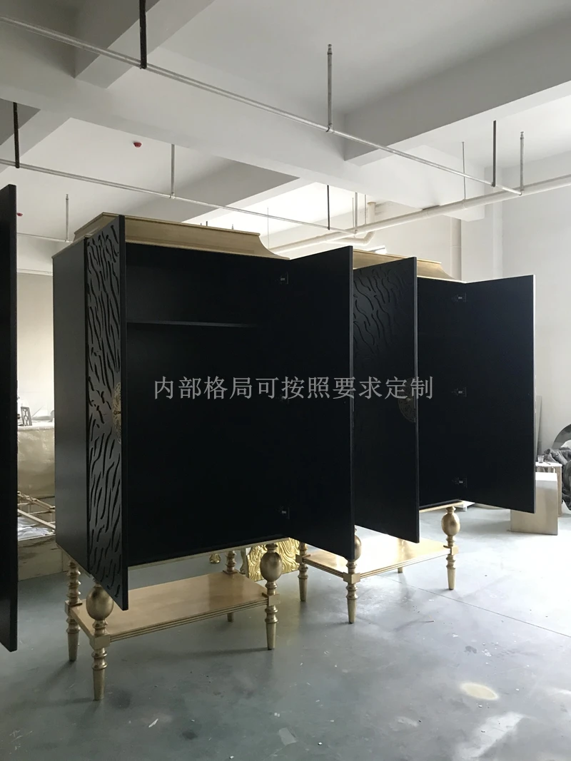 French neoclassical solid wood wardrobe European American carved display cabinet